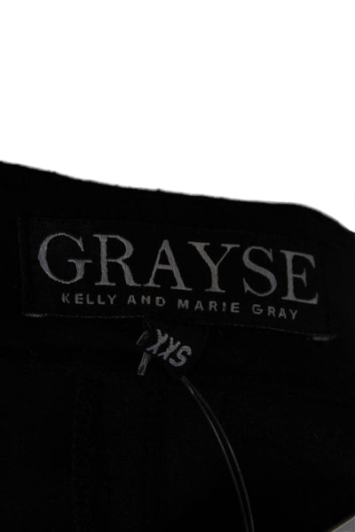 Grayse Women Cropped Black Polyester Pants Button Closure 25 Inseam Size 2XS