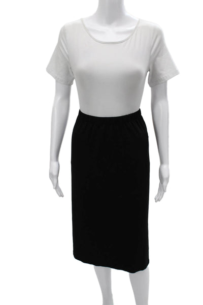 Eileen Fisher Women Straight Pencil Black Tencel Skirt Size S