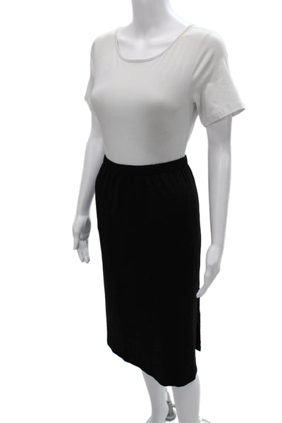 Eileen Fisher Women Straight Pencil Black Tencel Skirt Size S