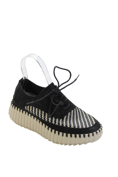 bernie mev. Womens Suede Woven Lace Up Platform Sneakers Shoes Black Size 6