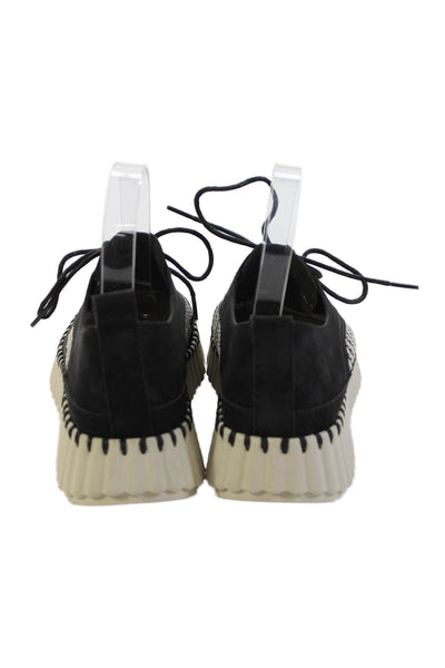 bernie mev. Womens Suede Woven Lace Up Platform Sneakers Shoes Black Size 6