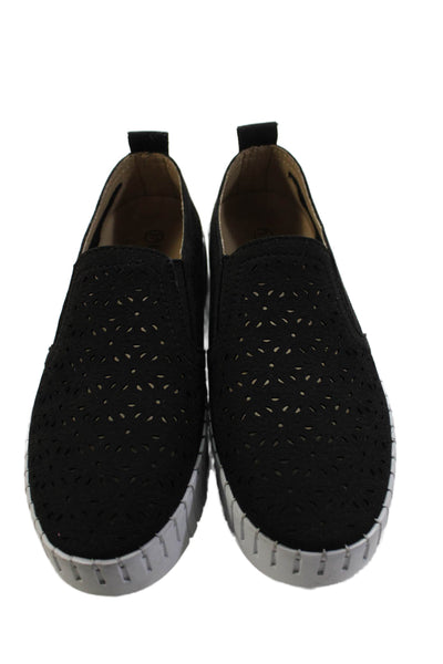 bernie mev. Womens Suede Laser Cut Platform Shoes Black Size 7