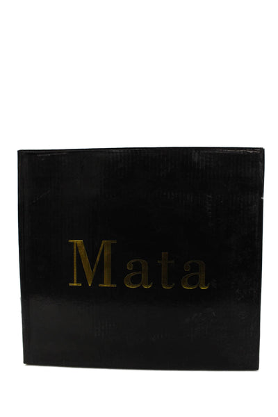Mata Womens Suede Open Toe Zip Wedge Heels Shoes Black Size 5.5