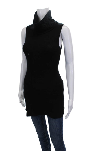 Theory Womens Cashmere Sleeveless Turtleneck Sweater Vest Black Size S