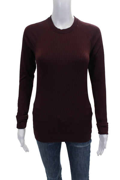 Lululemon Women Basic Red Crew Neck Long Sleeve T-Shirt Nylon Size 4