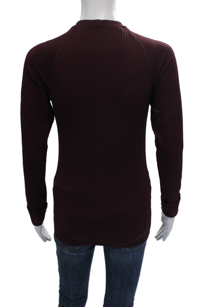 Lululemon Women Basic Red Crew Neck Long Sleeve T-Shirt Nylon Size 4