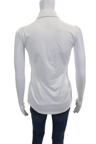 JoFit Womens White Sleeveless Collared Basic Polo Zip Size M