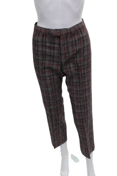 Isabel Marant Womens Cropped Gray Plaid Virgin Wool Pants Size 38