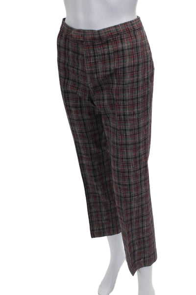 Isabel Marant Womens Cropped Gray Plaid Virgin Wool Pants Size 38