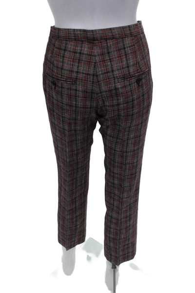 Isabel Marant Womens Cropped Gray Plaid Virgin Wool Pants Size 38