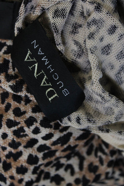 Dana Buchman Womens Beige Leopard Rayon Cardigan Long Sleeve Size S