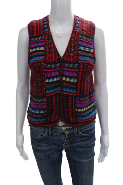 Peruvian Connection Women Alpaca Fair Isle V-Neck Button Vest Size S