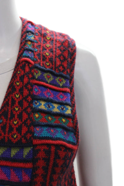 Peruvian Connection Women Alpaca Fair Isle V-Neck Button Vest Size S