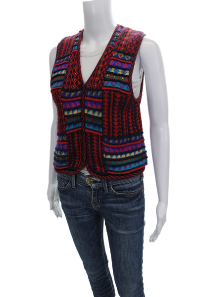 Peruvian Connection Women Alpaca Fair Isle V-Neck Button Vest Size S