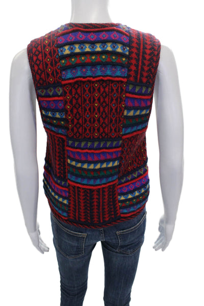 Peruvian Connection Women Alpaca Fair Isle V-Neck Button Vest Size S