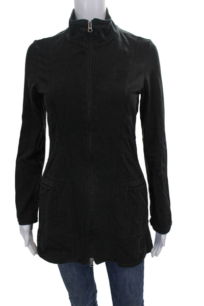 Neon Buddha Womens Black Basic Jacket Zip Long Sleeve Cotton Spandex Size XS