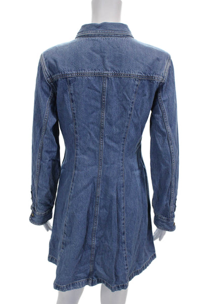 Madewell Womens Shirt Dress Blue Collared Long Sleeve Button Size 6
