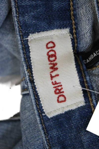 Driftwood Womens Cropped Floral Jeans Blue Mid Rise Cotton Blend Size 26