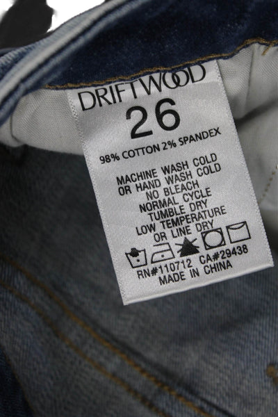Driftwood Womens Cropped Floral Jeans Blue Mid Rise Cotton Blend Size 26