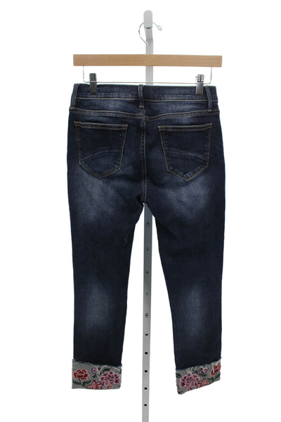 Driftwood Womens Cropped Floral Jeans Blue Size 26