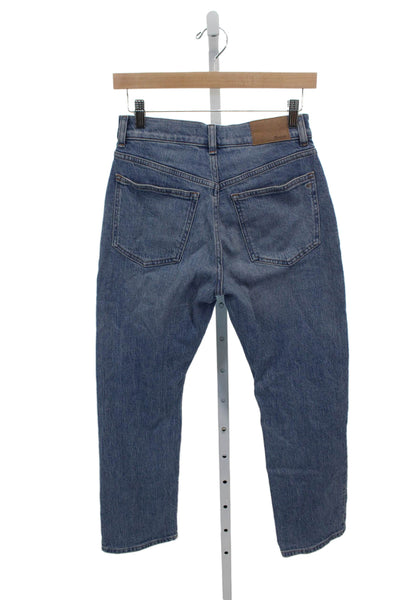 Madewell Women High Rise Straight Jeans Blue Cotton Blend Inseam 27 Size 26