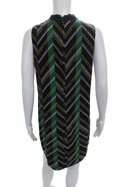 1 State Women Multicolor Chevron Shift Dress Sleeveless Zip Short Size S