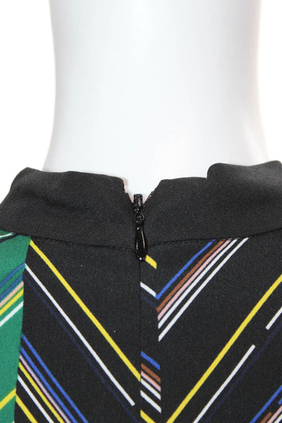 1 State Women Multicolor Chevron Shift Dress Sleeveless Zip Short Size S