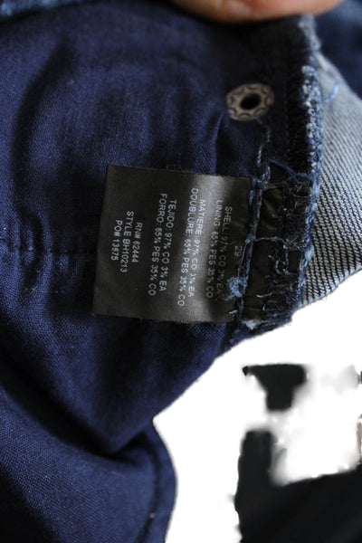 Nicole Miller Womens Flared Jeans Blue Geometric Mid Rise Cotton Blend Size 27