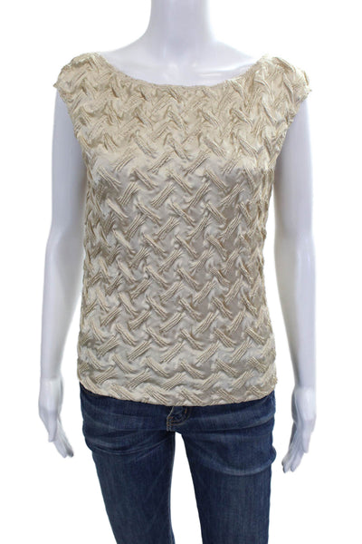 Ribkoff Trends Women Basic Sleeveless Boat Neck Beige Blouse Size 6