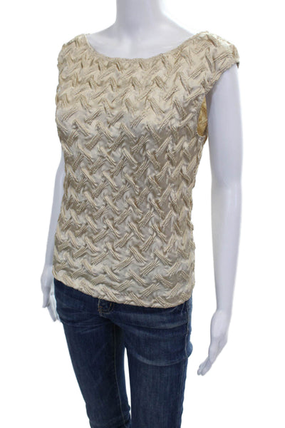 Ribkoff Trends Women Basic Sleeveless Boat Neck Beige Blouse Size 6