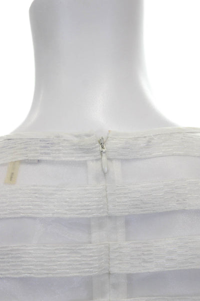 1 State Women White Basic Round Neck Short Sleeve Blouse 100% Polyester Size S