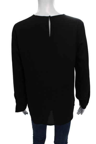 1 State Womens Black Polyester Round Neck Long Sleeve Blouse Size S