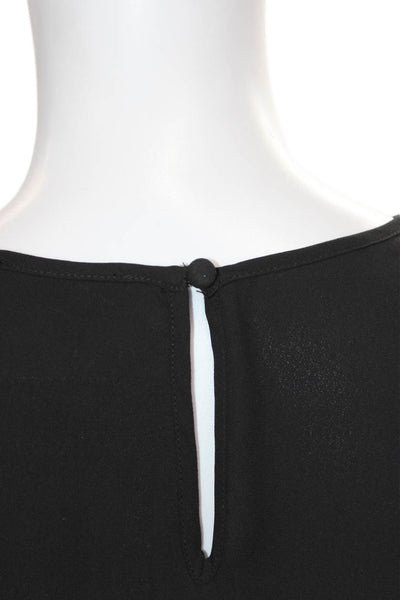 1 State Womens Black Polyester Round Neck Long Sleeve Blouse Size S