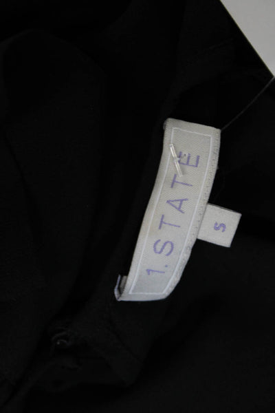 1 State Womens Black Polyester Round Neck Long Sleeve Blouse Size S