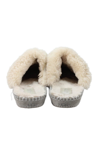Ugg Womens Suede Metallic Cut Out Detail Slippers Gray Size 9