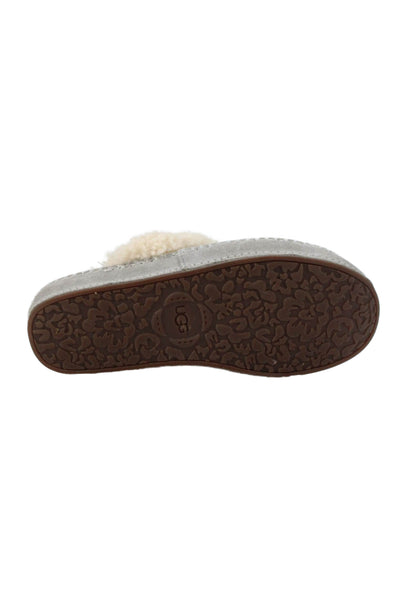 Ugg Womens Suede Metallic Cut Out Detail Slippers Gray Size 9