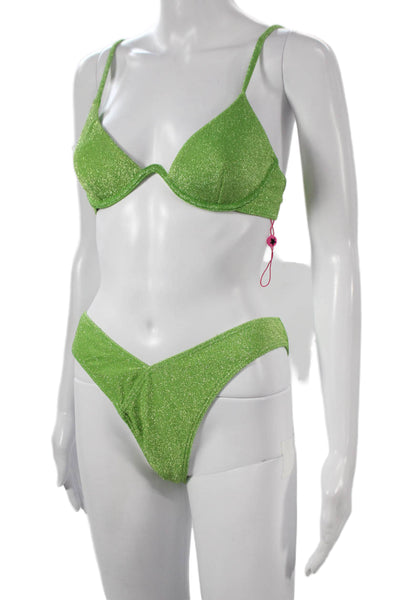Southbeach Boamar Womens Glitter Solid Green Bikini Size 12