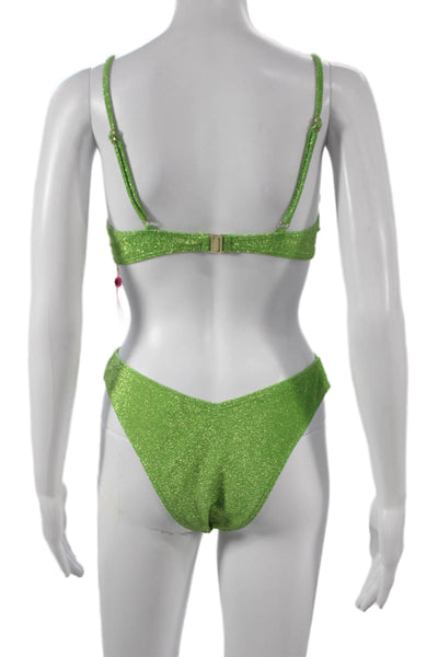 Southbeach Boamar Womens Glitter Solid Green Bikini Size 12