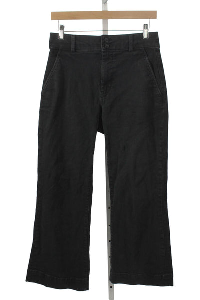 Everlane Women Cropped Black Pants Button Closure Organic Cotton Size 6