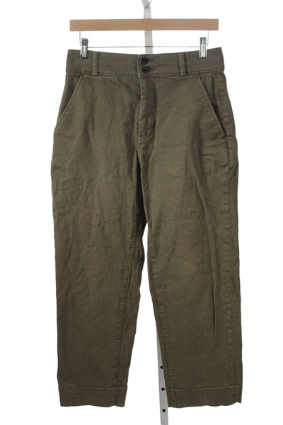 Everlane Women Chino Pants Green Button Organic Cotton Size 6
