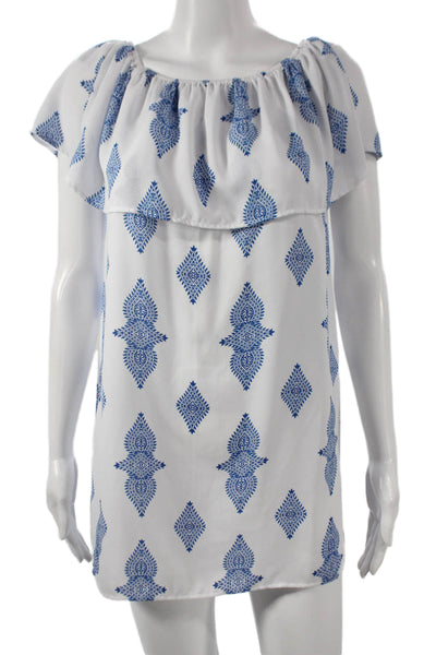Show Me Your Mumu Women Mini White Off Shoulder Geometric Boho Dress Size S