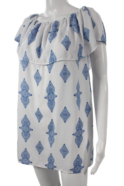 Show Me Your Mumu Women Mini White Off Shoulder Geometric Boho Dress Size S
