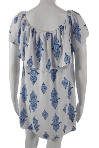 Show Me Your Mumu Women Mini White Off Shoulder Geometric Boho Dress Size S