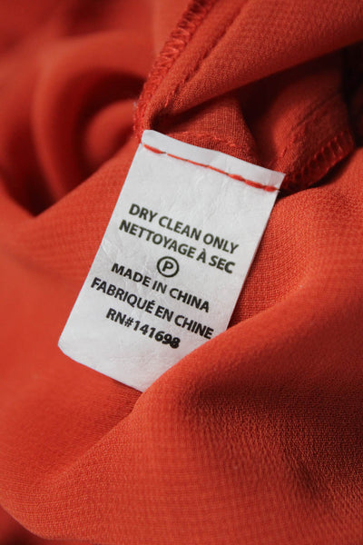 Ramy Brook Womens Blouson Dress Orange V-Neck Long Sleeve Polyester Size M