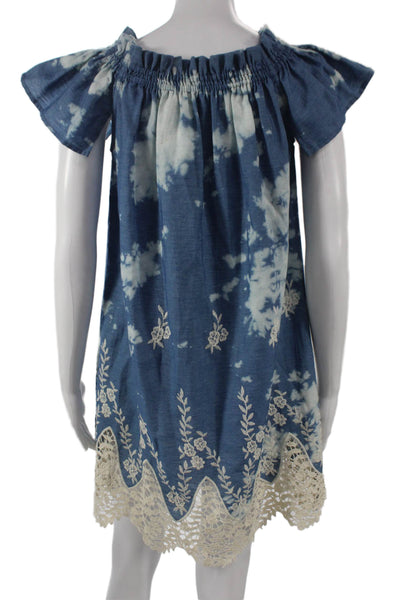 Show Me Your Mumu Womens Tie Dye Off Shoulder Mini Dress Blue Size S