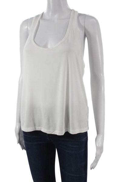 Splits59 Womens Basic Sleeveless Scoop Neck Viscose Tank White Size L