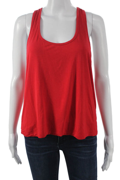 Splits59 Women Red Basic Scoop Neck Sleeveless Tank Polyester Size M