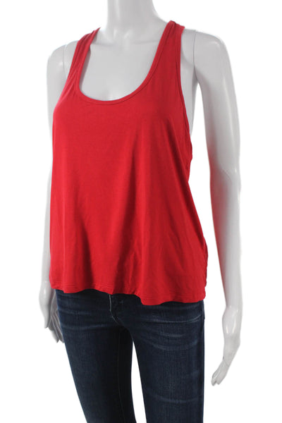 Splits59 Women Red Basic Scoop Neck Sleeveless Tank Polyester Size M