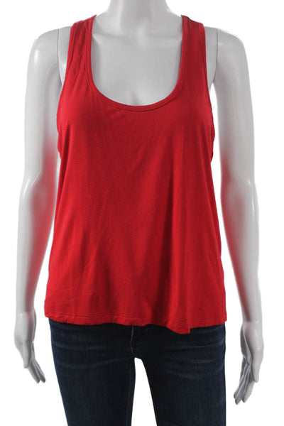 Splits59 Women Red Scoop Neck Sleeveless Tank Polyester Solid Spring Size M