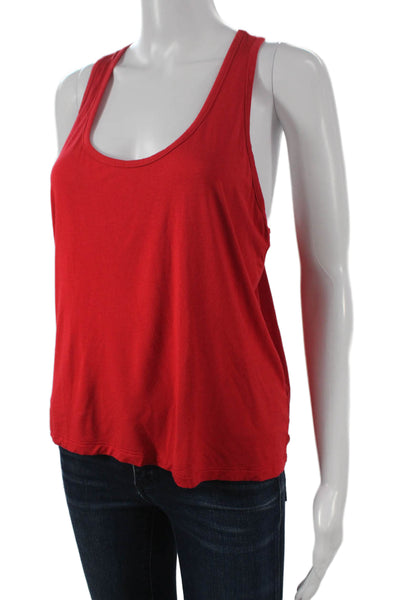 Splits59 Women Red Scoop Neck Sleeveless Tank Polyester Solid Spring Size M